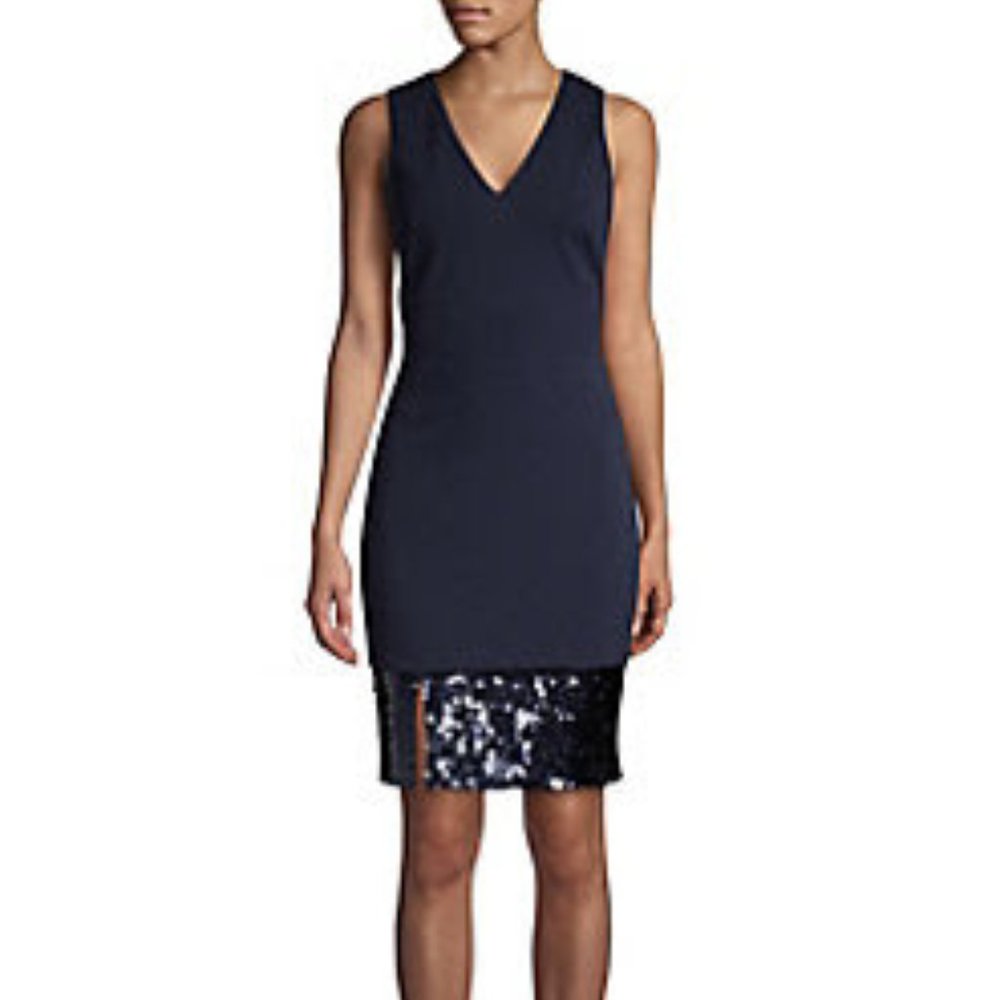 Vince Camuto  Sequin Sheath Dress Color: NAVY Size: 8
